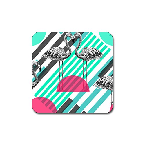 Beautiful Flamingos Pattern Square Coaster Set of 4 - color: Beautiful Flamingos Beautiful Flamingos Pattern Square