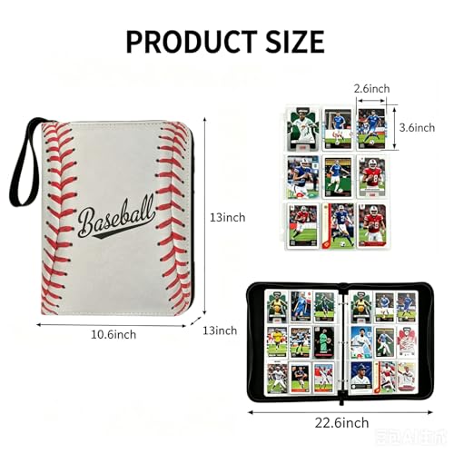 Baseball Trading Card Binder 9 Pocket, Card Binder for 900 Pockets Card, 50 Sleeves Double-Sided Storage, Premium Card Book Holder, for Trading Cards, Cards Sleeves Card, Game, Sport Card (Baseball) - color: White