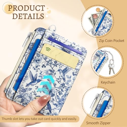 Kelvoris Credit Card Holder Small Wallet Women, Slim RFID, HummingBird - color: Bird