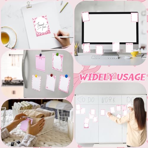 Chiisong 12 Pcs Pink Bow Sticky Notes Cute Coquette Bowknot Notepad - style: Pink Bow