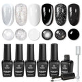 Beetles White Black Gel Polish Set, 6 Colors Fall Silver Cat Eye - color: A - Mixed Finishes | | Twilight Gleam
