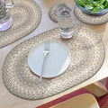 Homespice Grey Cloud Jute Braided Placemats, Oval 13x19 Set of 4 - color: Grey Cloud