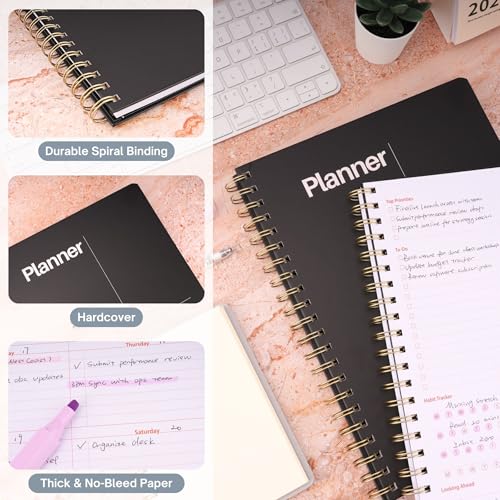 Undated Weekly Planner, 8.5" x 11", Dashboard Layout, Black - color: Black, size: 8.5" x 11" (Letter)