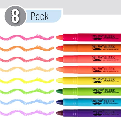 Mr. Pen- No Bleed Gel Highlighters, Vibrant Colors, 8 Pack - color: Vibrant Colors 1, size: 8 Pack