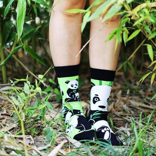 2 Pairs Cartoon Animal Crew Socks Fun Cotton Mid Calf Socks for Women - color: Panda