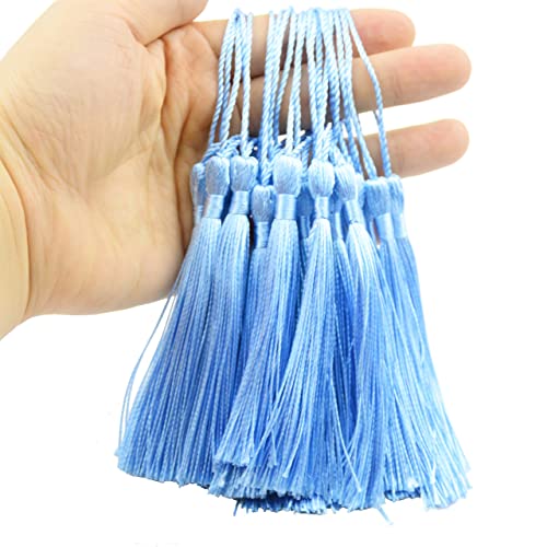 100Pcs 5 Inch Silky Bookmark Tassels for Jewelry, Souvenir(Sky Blue) - color: Sky Blue
