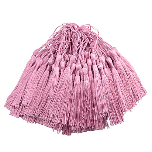100Pcs 5 Inch Silky Bookmark Tassels for Jewelry, Souvenir(Dark Pink) - color: #6