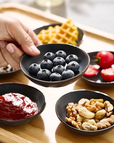famiware Ceramic Soy Sauce Dish, 2.1oz Dipping Bowl Set of 12, Matte Black - color: Matte Black, size: 12pcs