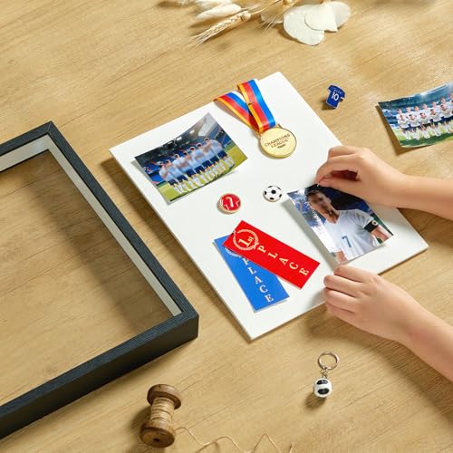 11x14 Shadow Box Picture Frame with Real Glass Panel and Linen Back - color: Black + Thickened Panel + Foam Packaging, size: 11x14