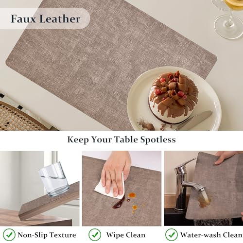 FROMHEART Faux Leather PU Placemats Set of 4 (Dark Coffee,11.8" x 17") - color: Dark Coffee, size: Set of 4