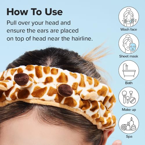 I DEW CARE Giraffe Face Wash Headband, Animal Head Band, Soft & Fuzzy - color: 06 Giraffe Headband