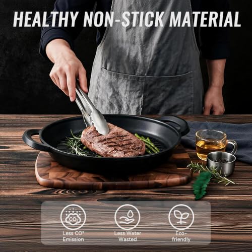 Vinchef 13in Nonstick Grill Pan with Lid