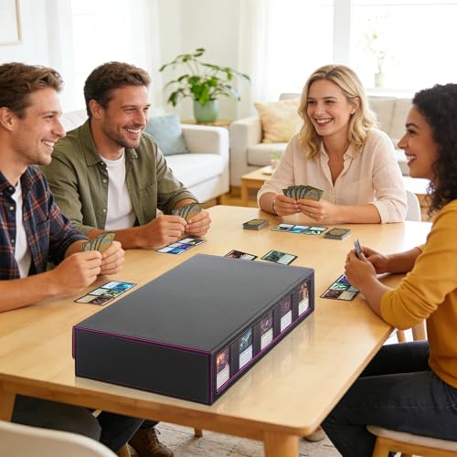 5-Row Trading Card Storage Box with Handle and Commander Display, 3900+ Card Case Includes 5 Top Loaders, 5 Stoppers, 48 Dividers, 1 Dice Tray for MTG TCG PTCG Sports Cards