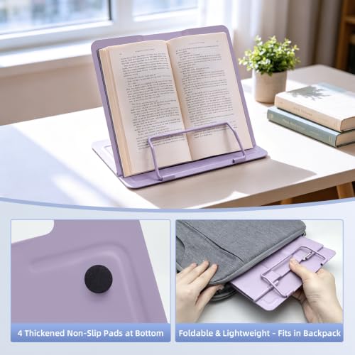 Book Stand, Book Holder, Book Stand for Reading – for Desk & Music - color: Purple
