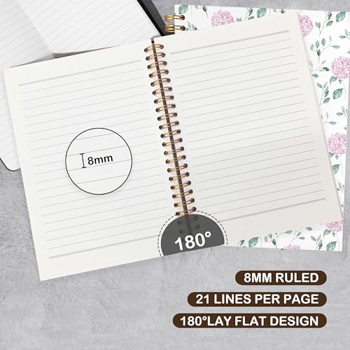 VIIJJUE Hydrangea Floral Notebook Journal, Pink Flowers Notebooks for Note Taking, Pink Office Supplies, Hardcover Spiral Journal 5.5x8.3 Inch - color: A-Pink Hydrangea