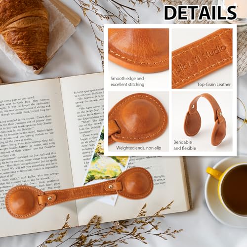 Leather Weighted Book Page Holder for Women Men, Book Weight Page Holder for Book Lovers, Book Accessories Gift for Reading Lovers (Brown) - color: 03-brown