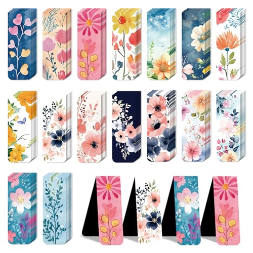 96 Pieces Magnetic Bookmarks Magnet Page Markers - Book Marks for Reading Women & Men with Storage Boxes - Cute Magnet Bookmark Clips for Reading Pleasure（Flowers） - size: 96, style: Flowers Style