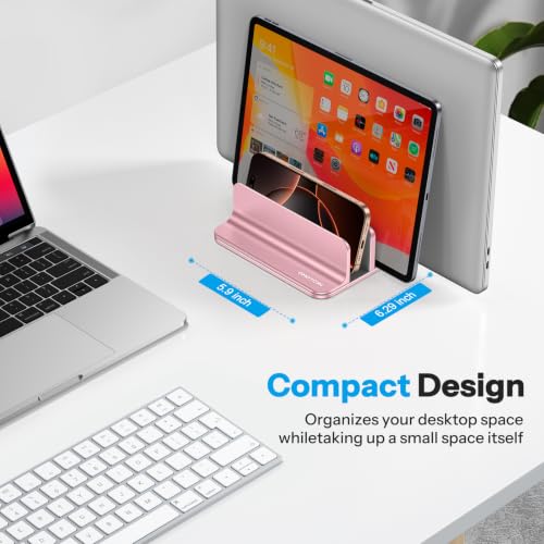 OMOTON 3-Slot Multiple Vertical Laptop Stand, Fits MacBook, Rosegold - color: Three solt，RoseGold