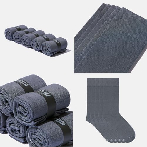 VRD Men's Dress Socks Bamboo Rayon, 5-Pack Crew Socks, Multiple Colors and Designs, Shoe Size 8-13, Gift Box - color: 12: Grey, 5-pack Solid
