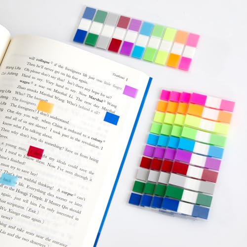 Sticky Tabs Notes Page Marker - 1000Pcs Transparent Pop Up Writable Colored Book Index Tab Repositionable File Flags Label Self Adhesive Divider Sticker for Notebook Office School Teacher Planner Memo - color: Classic