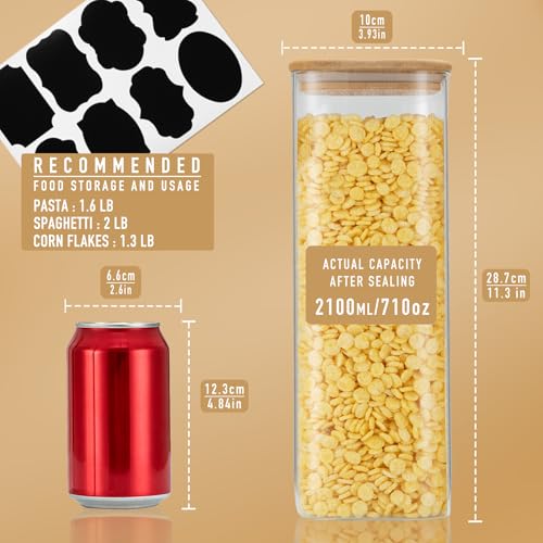 D2scrma 71oz/2.2Qt Square Glass Storage Containers with Lids 3-Pack - size: 71oz*3