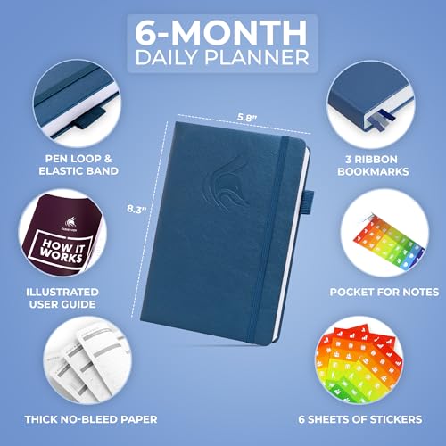 Clever Fox Daily Planner, Undated Professional & College Day, Mystic Blue - color: Mystic Blue (Undated)