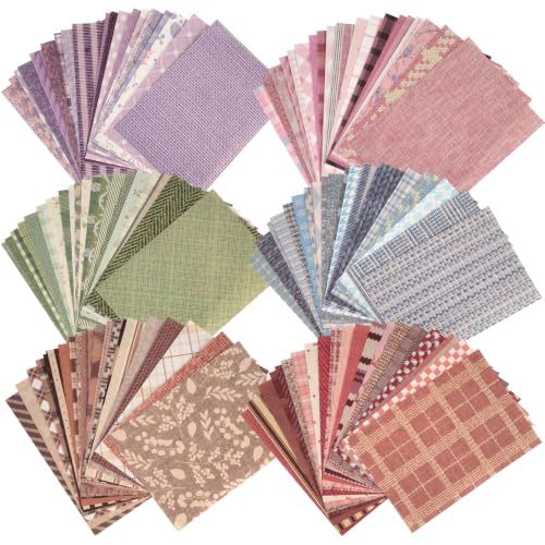 120 Sheets Complete Vintage Scrapbook Paper Collection, 6 Color Themes Fabric Texture Aesthetic Journal Paper, 5.51" x 3.93" Junk Journal Supplies for Scrapbooking, DIY Crafts, Cottagecore Boho Decor - color: Multicolor 18