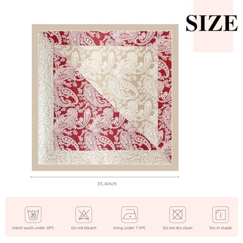 35 Inches Silk Head Scarf-Satin Hair Scarves Silk Bandana Scarf Headscarf for Women's Fashion Scarves - color: Brownish Pink-spliced Cashews