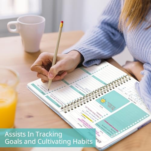 Taja Undated Weekly Planner, To Do List Notebook with Habit Tracker, A5 - color: k.Distant Peaks