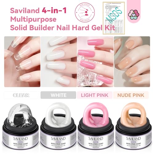 SAVILAND Non Sticky Solid Builder Nail Gel Kit Clear Nude White Pink - size: 15pcs