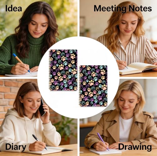 2 Pcs Colorful Dog Paw A5 Spiral Notebook, Cute Cat Paw Journal 160 Pages - color: Multicolour 0212