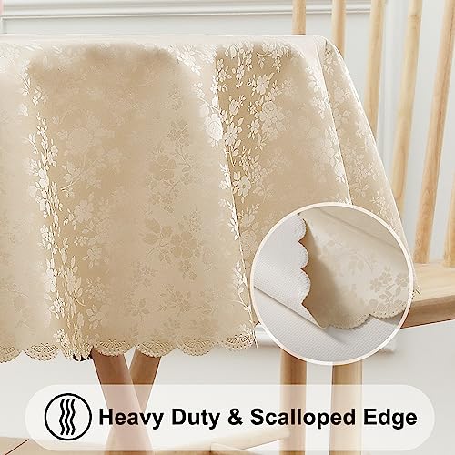 Smiry Round Table Cloth, Waterproof Heavy Duty Vinyl Tablecloths, Wipeable Washable Table Cover for Kitchen and Dining Room (Beige, 70" Round) - color: Beige, size: 70" (Round)
