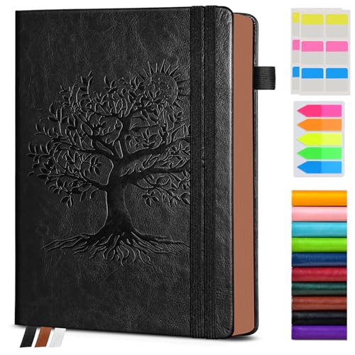 PAIBAS Lined Journal Notebook with 300 Page Numbered Pages, Vintage Leather - color: Black, size: A5 (5.8in x 8.3in)