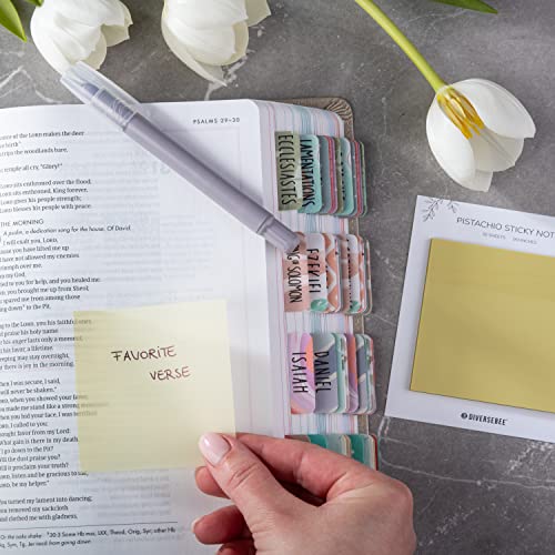 DiverseBee 50 Sheets Pastel Transparent Sticky Notes, 3x3” Clear Sticky Tabs, Translucent Page Flags Book Markers Stickers, Planner Accessories, Bible Journaling Study School Supplies (Pistachio) - color: Pistachio