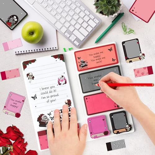 Xqumoi Let Me Read in Peace Dark Romance Sticky Notes Set - 550 Sheets Rose Skull Self-Stick Note Pads Dark Romance Book Lovers Gift Divider Tabs Bundle Writing Memo Pad for Teens Adults - color: 1pack-dark Romance