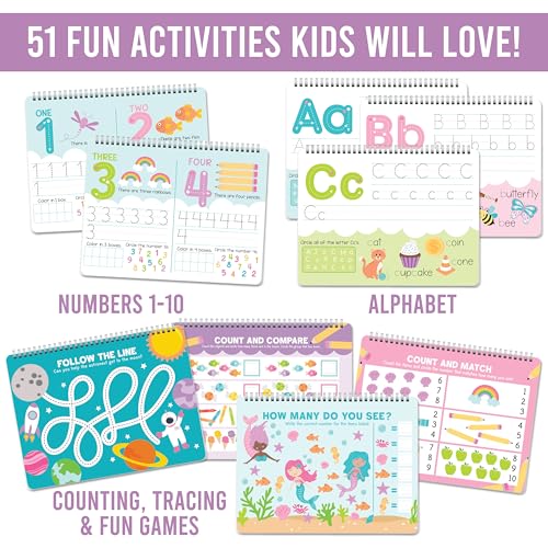 ABC Tracing Books for Kids Ages 3-5 Wipe Clean Preschool Workbooks 4-8