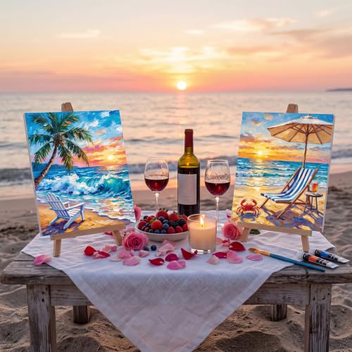 Sherr 24 Pcs Pre Drawn Canvas for Adult, Beach,Scenery, 8 x 10 Inch - size: 8 x 10 Inch, style: Beach,Scenery
