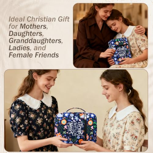 XKDOUS Bible Cover Case for Women Bible Bag Journaling Kit w/Study Supplies - color: Canvas Navy, size: Large