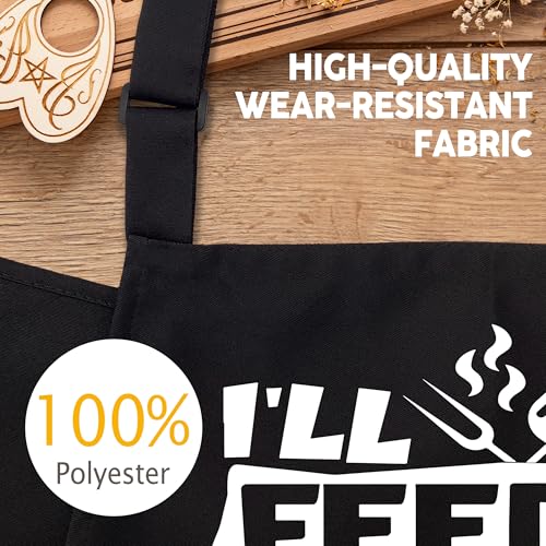 Funny Rude BBQ Aprons for Men with 2 Pockets, Cooking Apron for Dad, Gag Gifts for Men, Adjustable BBQ Grilling Apron for Husband, Chef Kitchen Gifts for Birthday & Father’s Day - A02 - color: I'll Feed All You Fuckers 2