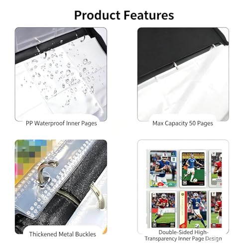 Basketball Trading Card Binder 9 Pocket, Card Binder for 900 Pockets Card, 50 Sleeves Double-Sided Storage, Premium Card Book Holder, for Trading Cards,Game, Sport Card (Basketball) - color: brown