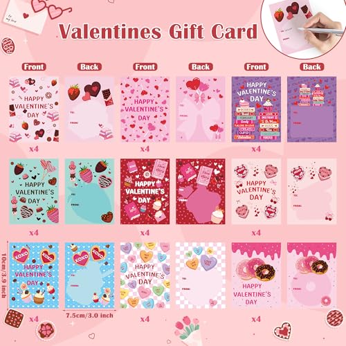 Haooryx Valentine's Day Magnetic Bookmark - 36 Set Sweet Dessert Magnetic Clip Bookmark with Valentine Gift Card Page Marker for Kids Valentines School Class Exchange Gift Student Reward Party Favor
