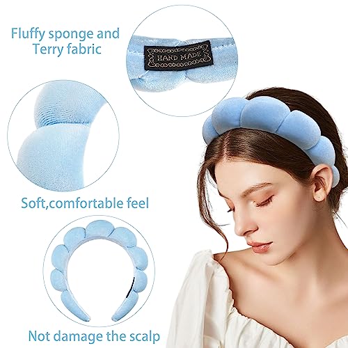 Ayesha Spa Headband for Washing Face Makeup Skincare Soft Sponge Hair band - color: Blue