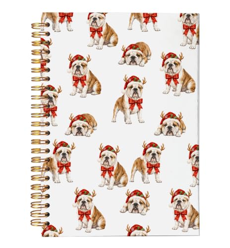 VNWEK English Bulldog Christmas Spiral Notebook Journal 5.5x8.3 Inch - color: English Bulldog Christmas