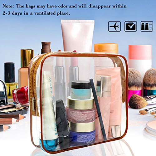 APREUTY 6 Packs Clear Makeup Bags, TSA Approved Toiletry Bags Set, Coffee - color: Coffee-6PCS(Large+Medium+Small)