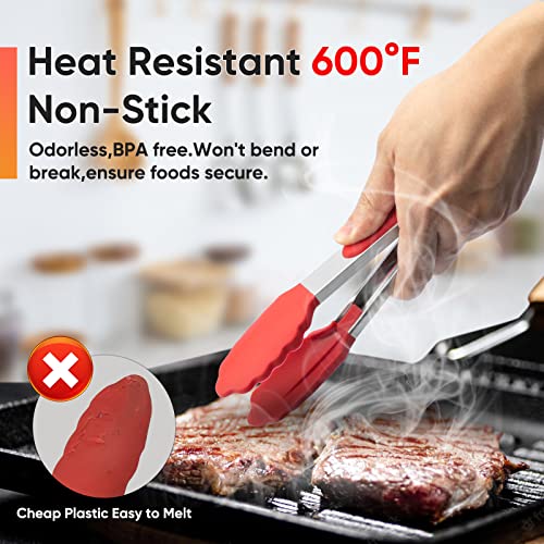 Small Silicone Tongs for Cooking, 3 PCS 7-Inch Mini Serving Tong - color: 7"-MultiColor