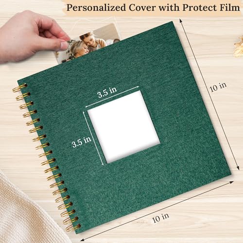 10"x10" Scrapbook Photo Album Linen Cover 20 Sheets 40 Pages White Paper - color: Dark Green, size: 10 Inch 40 Pages