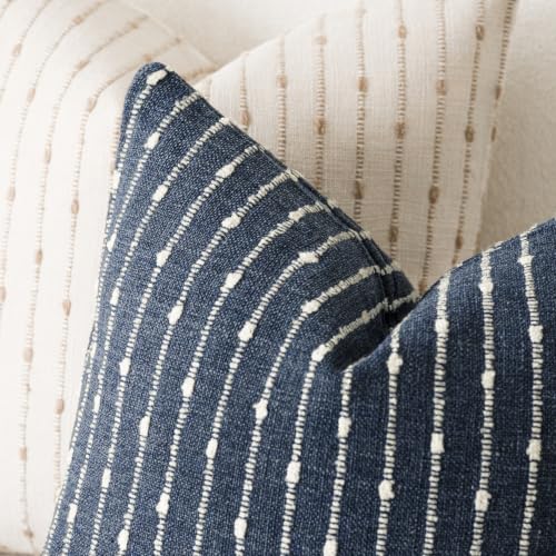Foindtower Decorative Striped Boucle Throw Pillow Covers 18x18 Dark Blue - color: Blue Ashes, size: 18" x 18" (Pack of 2)