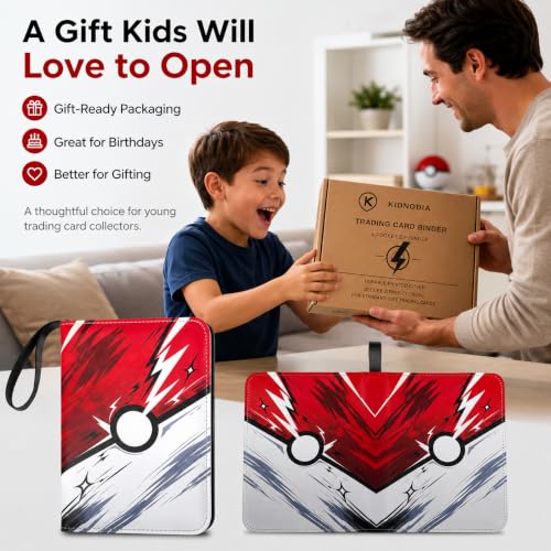 Kidnobia 4-Pocket Trading Card Binder with Zipper Gift Box - size: Small