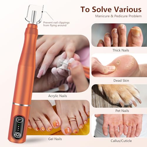 TUOBEO Cordless Nail Drill Electric Nail File Kit, Rechargeable Efile Set - color: Orange