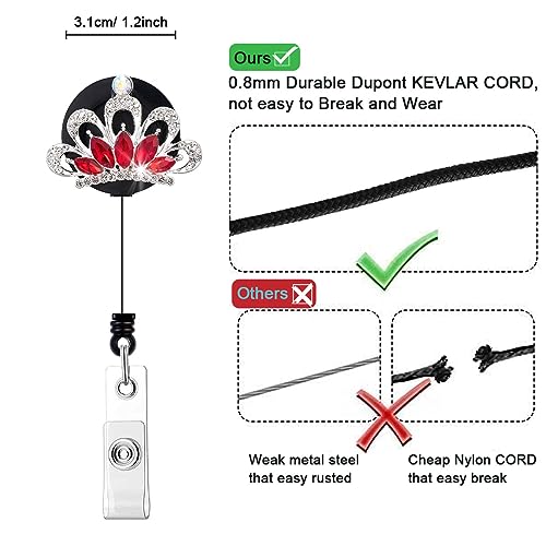 Crystal Badge Reel Retractable ID Holder with Crown & Cat Design 5 Pack - color: Cat,crown